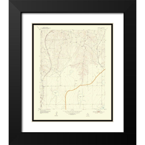 Pomeroy Texas Quad - USGS 1954 Black Modern Wood Framed Art Print with Double Matting by USGS