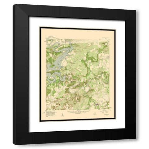 Palo Pinto Texas Quad - USGS 1960 Black Modern Wood Framed Art Print with Double Matting by USGS
