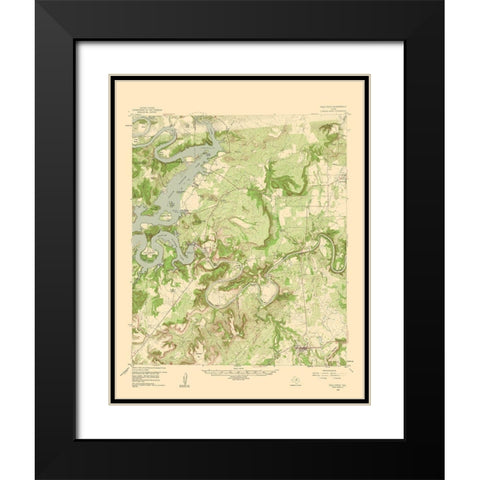 Palo Pinto Texas Quad - USGS 1960 Black Modern Wood Framed Art Print with Double Matting by USGS