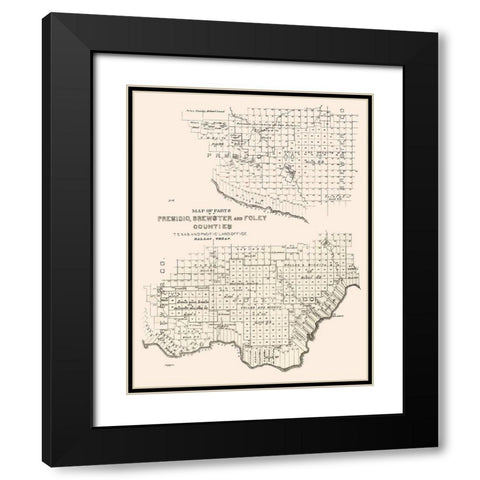 Presidio, Brewster, Foley County Texas -1891 Black Modern Wood Framed Art Print with Double Matting by Unknown