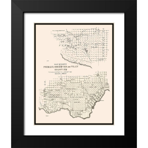 Presidio, Brewster, Foley County Texas -1891 Black Modern Wood Framed Art Print with Double Matting by Unknown