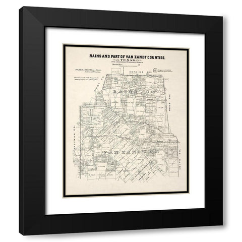 Rains County Texas - Gast 1870 Black Modern Wood Framed Art Print with Double Matting by Gast