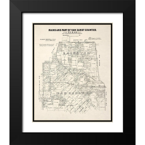 Rains County Texas - Gast 1870 Black Modern Wood Framed Art Print with Double Matting by Gast