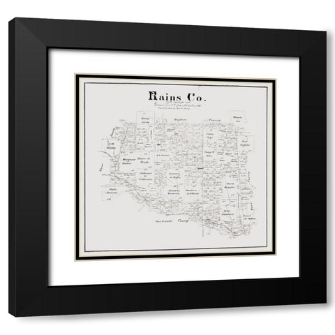 Rains County Texas - Maxcy 1888 Black Modern Wood Framed Art Print with Double Matting by Maxcy