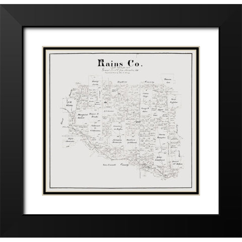 Rains County Texas - Maxcy 1888 Black Modern Wood Framed Art Print with Double Matting by Maxcy