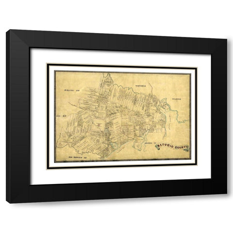 Refugio County Texas -1883 Black Modern Wood Framed Art Print with Double Matting by Unknown