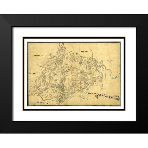Refugio County Texas -1883 Black Modern Wood Framed Art Print with Double Matting by Unknown