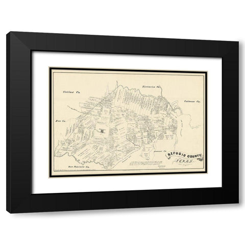 Refugio County Texas - Walsh 1879 Black Modern Wood Framed Art Print with Double Matting by Walsh