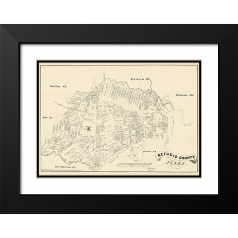 Refugio County Texas - Walsh 1879 Black Modern Wood Framed Art Print with Double Matting by Walsh