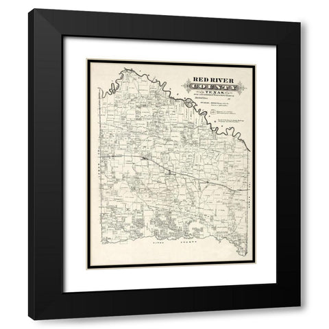 Red River County Texas -1870 Black Modern Wood Framed Art Print with Double Matting by Unknown