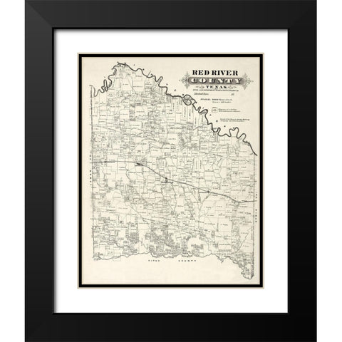 Red River County Texas -1870 Black Modern Wood Framed Art Print with Double Matting by Unknown