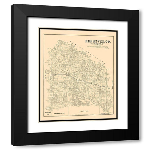 Red River County - Walsh 1879 Black Modern Wood Framed Art Print with Double Matting by Walsh