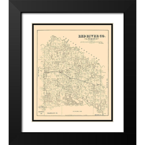 Red River County - Walsh 1879 Black Modern Wood Framed Art Print with Double Matting by Walsh