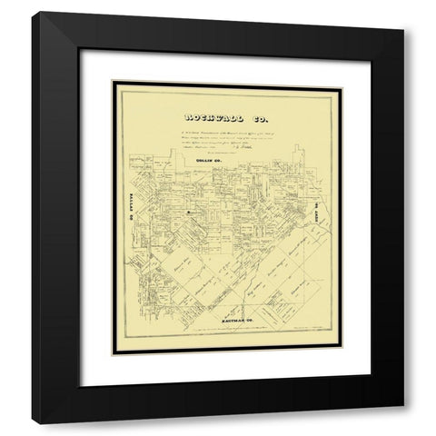 Rockwall Texas Landowner - Land Office 1880 Black Modern Wood Framed Art Print with Double Matting by Land Office