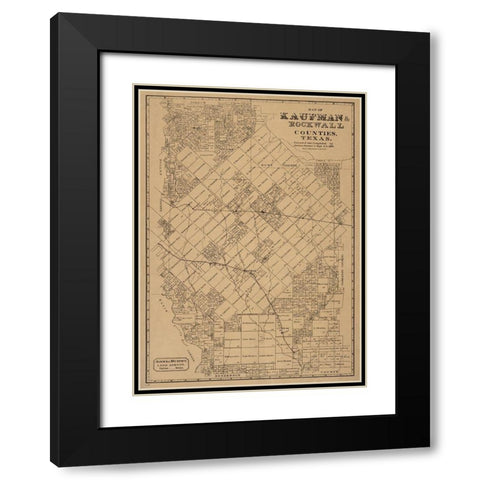 Kaufman, Rockwall County Texas - JonesandMurphy 1878 Black Modern Wood Framed Art Print with Double Matting by Unknown