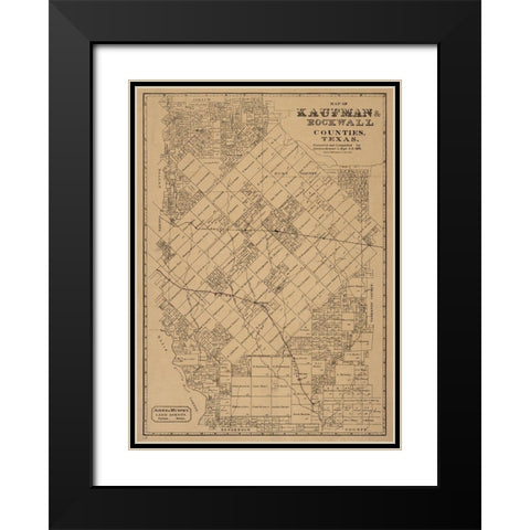 Kaufman, Rockwall County Texas - JonesandMurphy 1878 Black Modern Wood Framed Art Print with Double Matting by Unknown