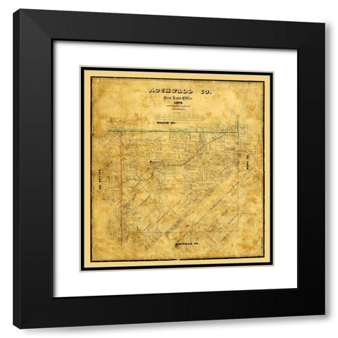 Rockwall County Texas - Arlitt 1874 Black Modern Wood Framed Art Print with Double Matting by Arlitt