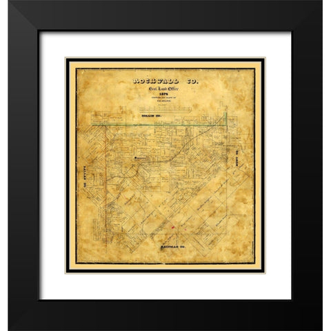 Rockwall County Texas - Arlitt 1874 Black Modern Wood Framed Art Print with Double Matting by Arlitt