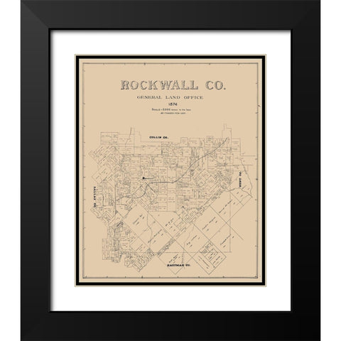 Rockwall County Texas -1874 Black Modern Wood Framed Art Print with Double Matting by Unknown