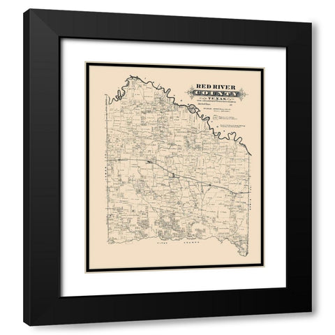 Red River County Texas -1870 Black Modern Wood Framed Art Print with Double Matting by Unknown
