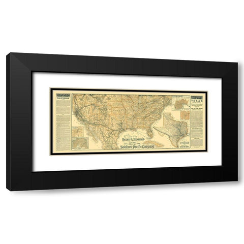 Railway Steamship Southern Pacific - Haus 1894 Black Modern Wood Framed Art Print with Double Matting by Haus