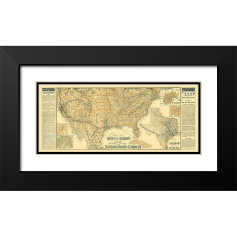 Railway Steamship Southern Pacific - Haus 1894 Black Modern Wood Framed Art Print with Double Matting by Haus