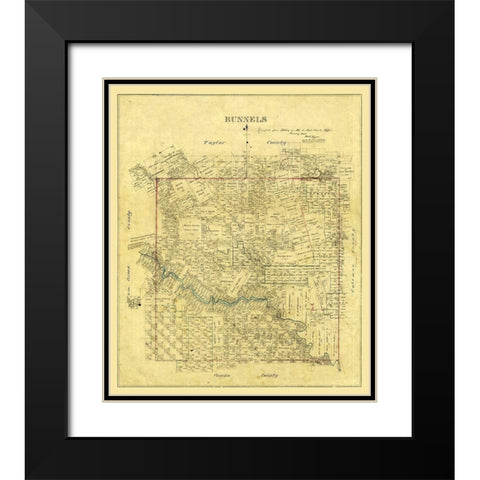 Runnels County Texas -1878 Black Modern Wood Framed Art Print with Double Matting by Unknown