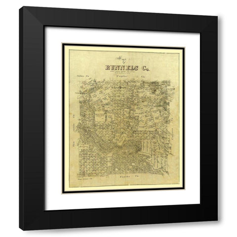 Runnels County Texas -1887 Black Modern Wood Framed Art Print with Double Matting by Unknown