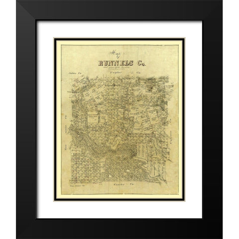Runnels County Texas -1887 Black Modern Wood Framed Art Print with Double Matting by Unknown