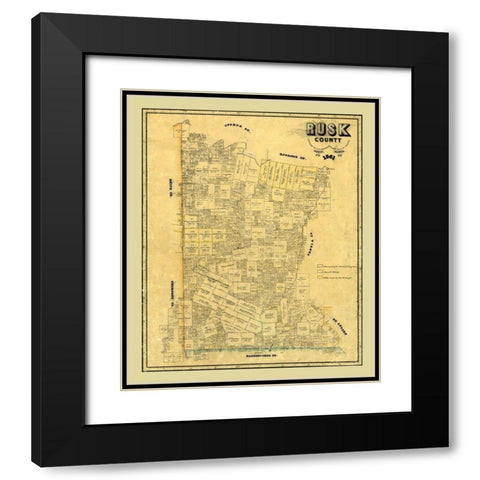 Rusk County Texas - Pressler 1861 Black Modern Wood Framed Art Print with Double Matting by Pressler