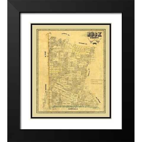 Rusk County Texas - Pressler 1861 Black Modern Wood Framed Art Print with Double Matting by Pressler