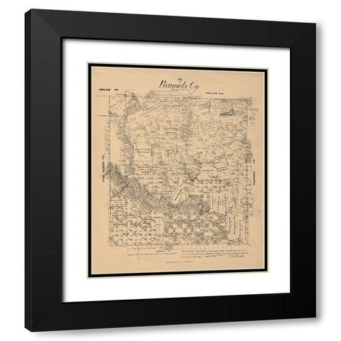 Runnels County Texas - Walsh 1879 Black Modern Wood Framed Art Print with Double Matting by Walsh