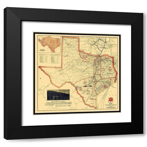 Missouri, Kansas and Texas Railroad - Parker 1907 Black Modern Wood Framed Art Print with Double Matting by Parker