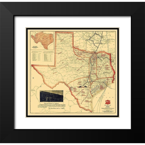 Missouri, Kansas and Texas Railroad - Parker 1907 Black Modern Wood Framed Art Print with Double Matting by Parker
