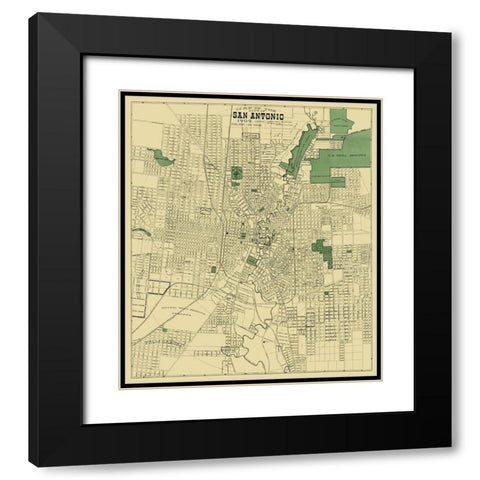 San Antonio Texas - Rullman 1909 Black Modern Wood Framed Art Print with Double Matting by Rullman