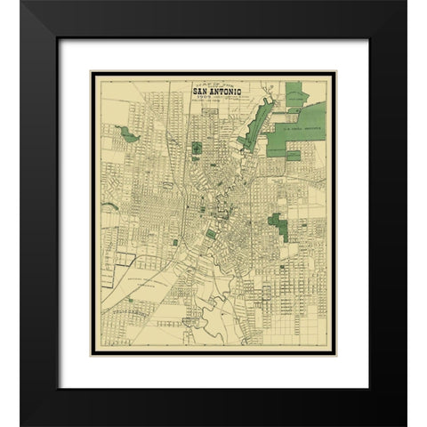San Antonio Texas - Rullman 1909 Black Modern Wood Framed Art Print with Double Matting by Rullman
