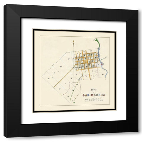San Marcos Texas - Mason 1881 Black Modern Wood Framed Art Print with Double Matting by Mason
