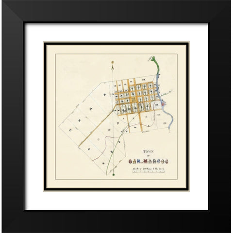 San Marcos Texas - Mason 1881 Black Modern Wood Framed Art Print with Double Matting by Mason