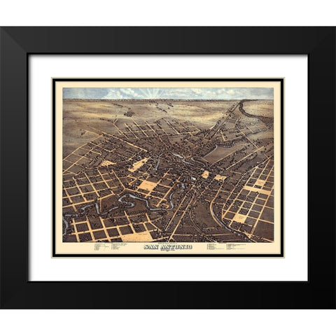 San Antonio Texas - 1873 Black Modern Wood Framed Art Print with Double Matting by Unknown