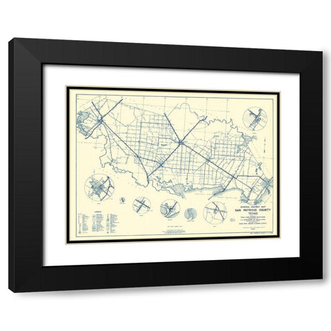 San Patricio Texas Highway - Highway Dept 1936 Black Modern Wood Framed Art Print with Double Matting by Highway Dept