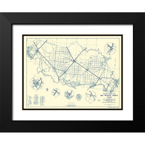 San Patricio Texas Highway - Highway Dept 1936 Black Modern Wood Framed Art Print with Double Matting by Highway Dept