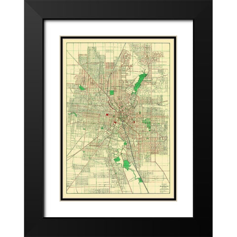 San Antonio Texas - Appler 1900 Black Modern Wood Framed Art Print with Double Matting by Appler