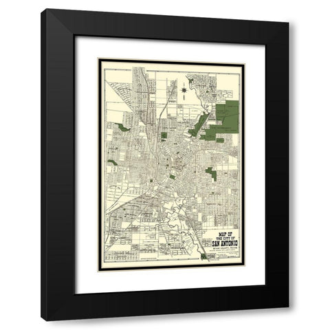 San Antonio Texas - Tengg 1915 Black Modern Wood Framed Art Print with Double Matting by Tengg