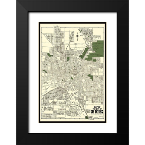 San Antonio Texas - Tengg 1915 Black Modern Wood Framed Art Print with Double Matting by Tengg