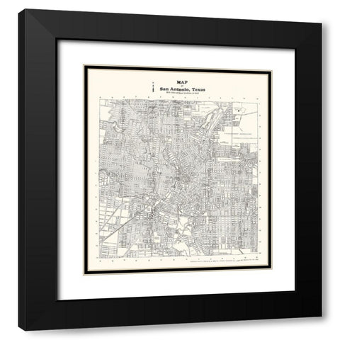 San Antonio Texas - Southwell 1928 Black Modern Wood Framed Art Print with Double Matting by Southwell