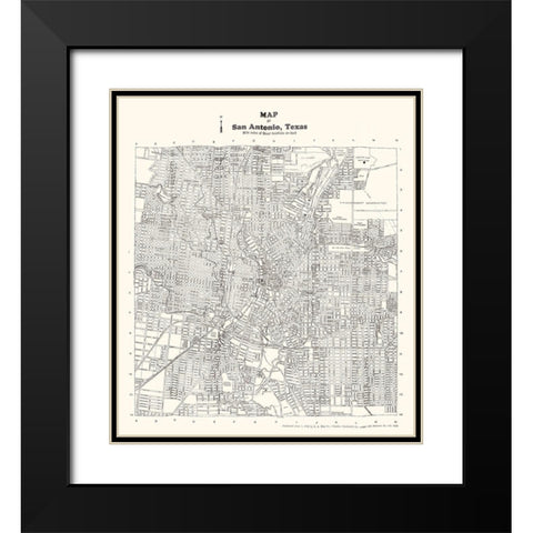 San Antonio Texas - Southwell 1928 Black Modern Wood Framed Art Print with Double Matting by Southwell
