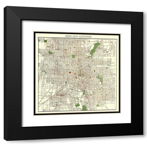 San Antonio Texas - Appler 1920 Black Modern Wood Framed Art Print with Double Matting by Appler