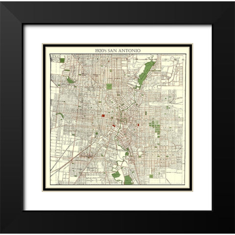 San Antonio Texas - Appler 1920 Black Modern Wood Framed Art Print with Double Matting by Appler