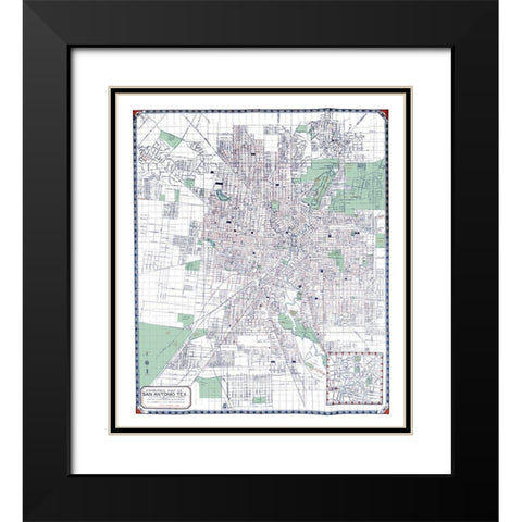 San Antonio Texas - Ashburn 1940 Black Modern Wood Framed Art Print with Double Matting by Ashburn