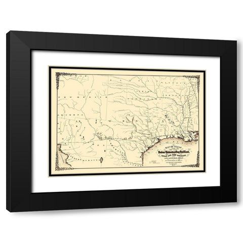 Sabine and Galveston Bay Railroad - Gentry 1859 Black Modern Wood Framed Art Print with Double Matting by Gentry